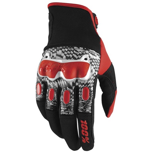 100% Derestricted Dual Sport Black/White/Red Gloves [Size:SM]