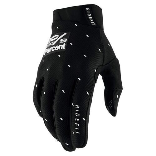 100% Ridefit Slasher Black Gloves [Size:SM]