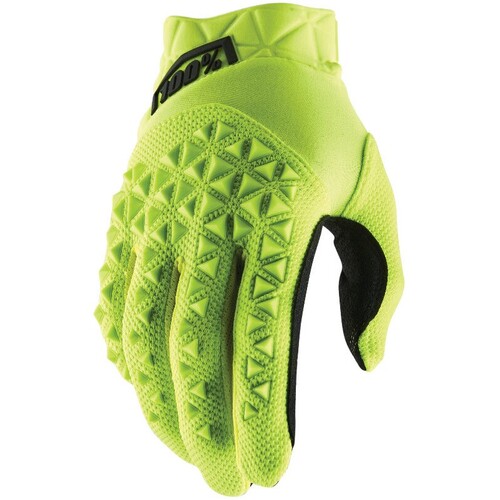100% Airmatic Fluro Yellow/Black Gloves [Size:MD]