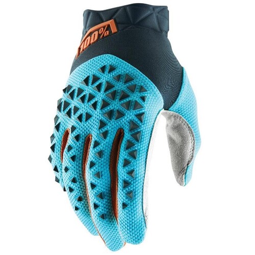 100% Airmatic Steel Grey/Ice Blue Gloves [Size:SM]