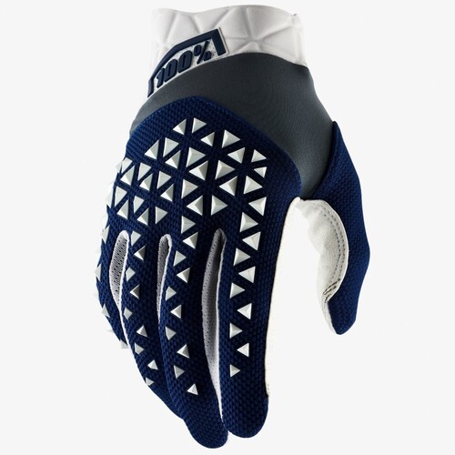 100% Airmatic Navy/Steel/White Gloves [Size:SM]