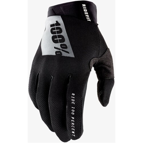 100% Ridefit Black Gloves [Size:SM]