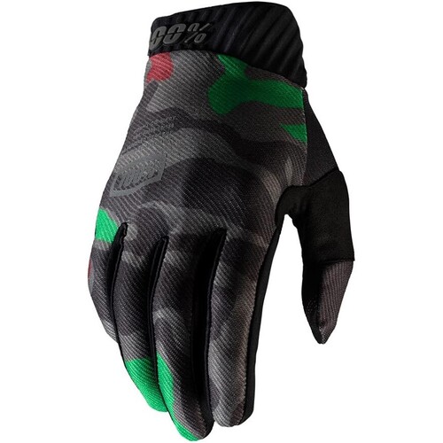 100% Ridefit Black Camo Gloves [Size:SM]