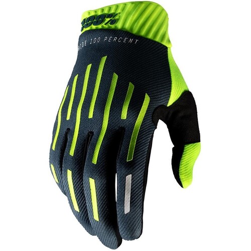 100% Ridefit Fluro Yellow/Charcoal Gloves [Size:SM]