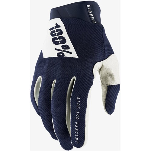100% Ridefit Navy/White Gloves [Size:SM]