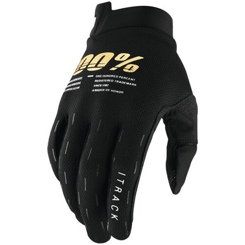 100% iTrack Black Gloves [Size:SM]