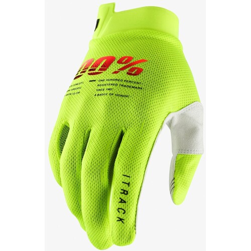 100% iTrack Fluro Yellow Gloves [Size:SM]