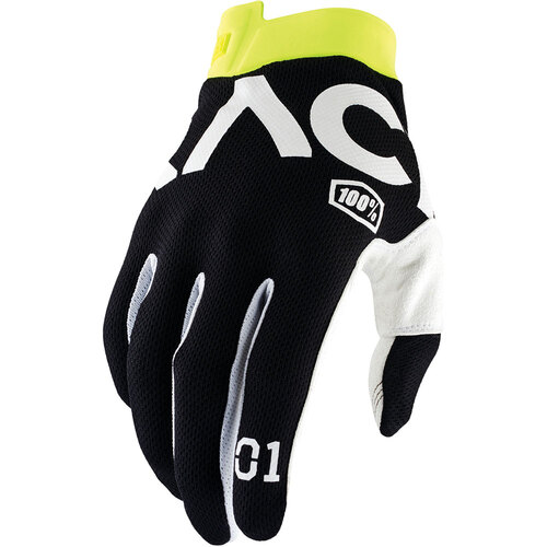 100% iTrack Racr Black Gloves [Size:SM]