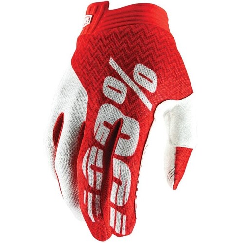 100% iTrack Red/White Gloves [Size:SM]