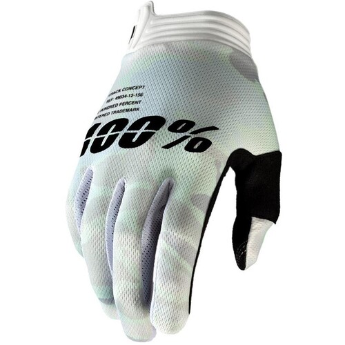 100% iTrack White Camo Gloves [Size:SM]