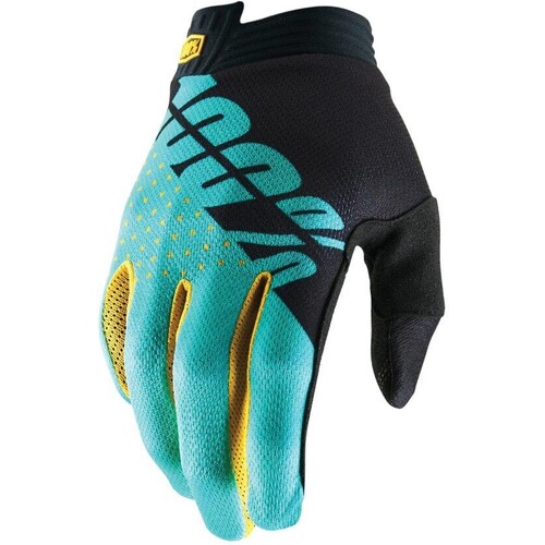 100% iTrack Black/Aqua Gloves [Size:SM]