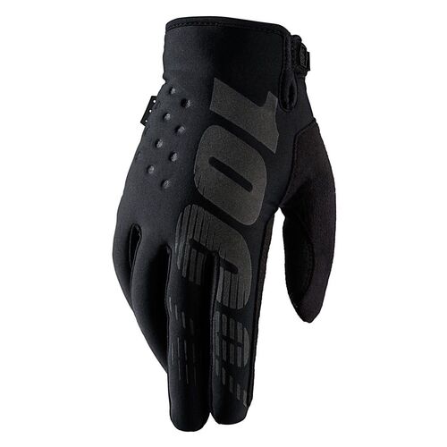 100% Brisker Black/Grey Youth Gloves [Size:SM]