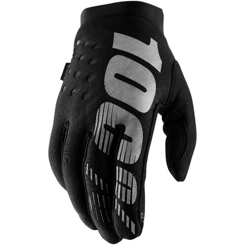 100% Brisker Cold Weather Black Gloves [Size:SM]