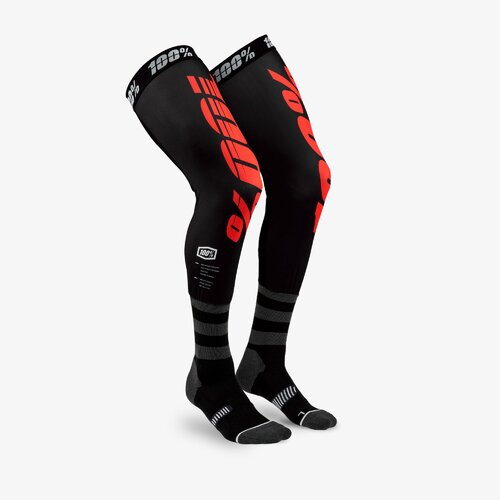 100% Rev Performance Moto Black/Red Knee Brace Socks [Size:SM/MD]