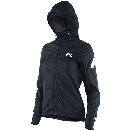 100% Aero Tech Windbreaker Black Womens Jacket [Size:LG]