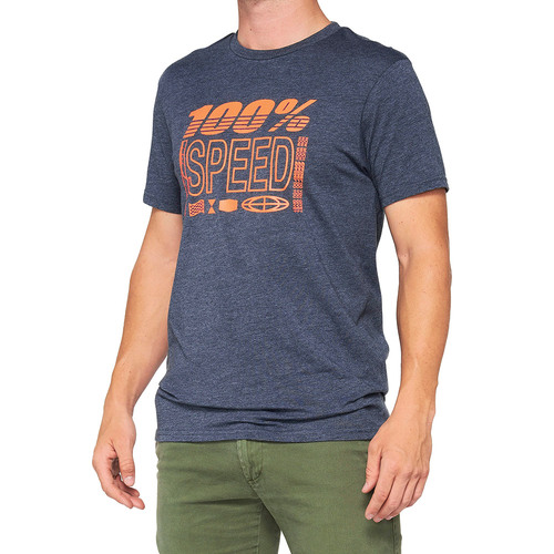 100% Trademark Navy Heather T-Shirt [Size:SM]