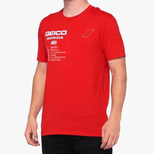100% Outliner Geico/Honda Red T-Shirt [Size:SM]
