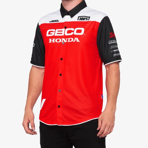 100% Blitz Geico/Honda Pit Red Shirt [Size:MD]