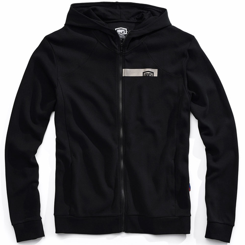 100% Chamber Black Zip-Up Hoodie Sweatshirt [Size:SM]