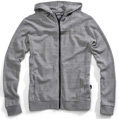 100% Chamber Zip-Up Grey Hoodie Sweatshirt [Size:MD]