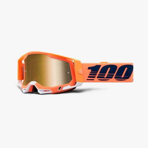 100% Racecraft2 Goggles Coral w/Mirror True Gold Lens
