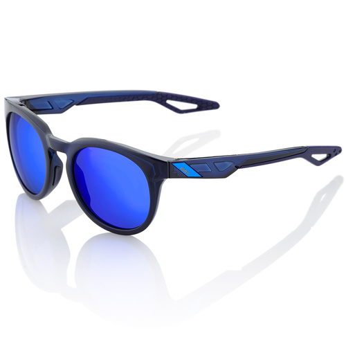 100% Campo Sunglasses Polished Translucent Blue w/Electric Blue Mirror Lens