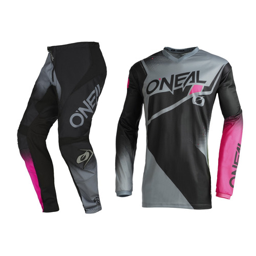 Oneal 2022 Element Racewear V.22 Black/Grey/Pink Womens Gear Set
