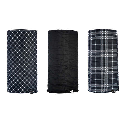 Oxford Comfy Black & White Tartan Head/Neck Wear (3 Pack)