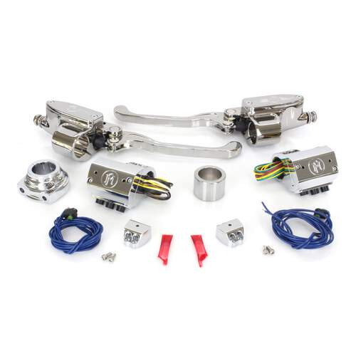 Performance Machine P00624020CH Handlebar Control Kit Chrome for H-D 96-11 w/Hydraulic Cable Clutch & Throttle