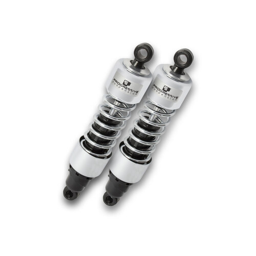 Progressive Suspension PS-412-4006C 412 Series 11.5" Standard Spring Rate Rear Shock Absorbers Chrome for Touring 80-05/Sportster 79-03/FXR 82-94