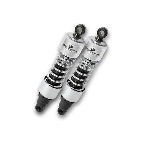 Progressive Suspension PS-412-4030C 412 Series 11" Rear Shock Absorbers Chrome for Big Twin 73-86 w/4 Speed