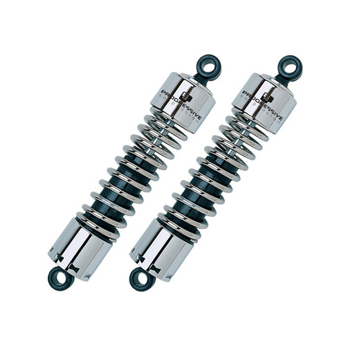Progressive Suspension PS-412-4049C 412 Series 12" Standard Spring Rate Rear Shock Absorbers Chrome for Touring 80-05/Sportster 79-03/FXR 82-94