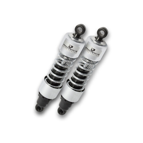 Progressive Suspension PS-412-4065C 412 Series 13" Standard Spring Rate Rear Shock Absorbers Chrome for Sportster 04-Up