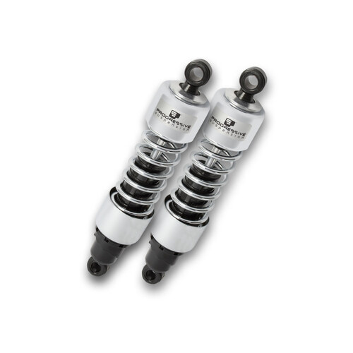 Progressive Suspension PS-412-4079C 412 Series 12" Standard Spring Rate Rear Shock Absorbers Chrome for Touring 06-Up