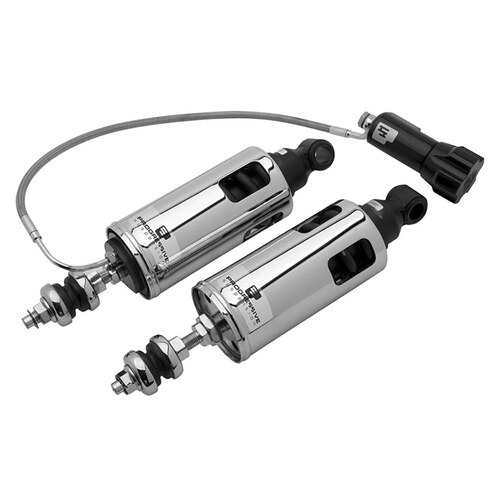 Progressive Suspension PS-422-4104C 422 Series Standard Spring Rate Rear Shock Absorbers w/Remote Adjustable Preload Chrome for Softail 00-17