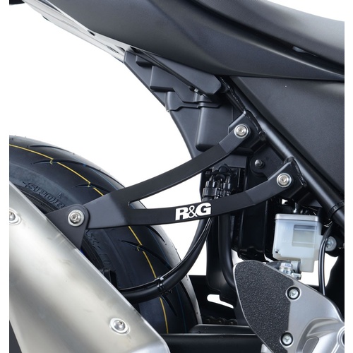 R&G Racing Exhaust Hanger w/Footrest Blanking Plate (Kit) Black for Suzuki SV650 16-18/SV650X 18-19