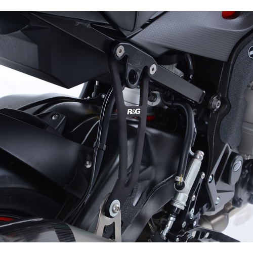 R&G Racing Exhaust Hanger w/Footrest Blanking Plate (Kit) Black for BMW S1000R 17-20