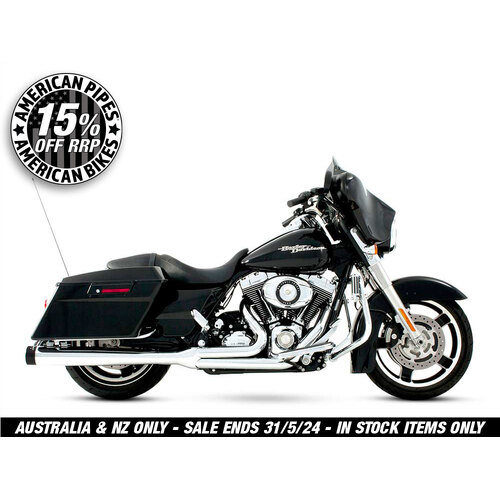 Rinehart Racing RIN-200-0100 2-1 Exhaust System Chrome w/Black End Cap for Touring 09-16
