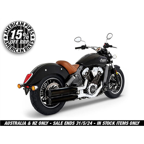 Rinehart Racing RIN-500-0505 3-1/2" Slip-On Mufflers Black w/Black End Caps for Indian Scout 15-Up