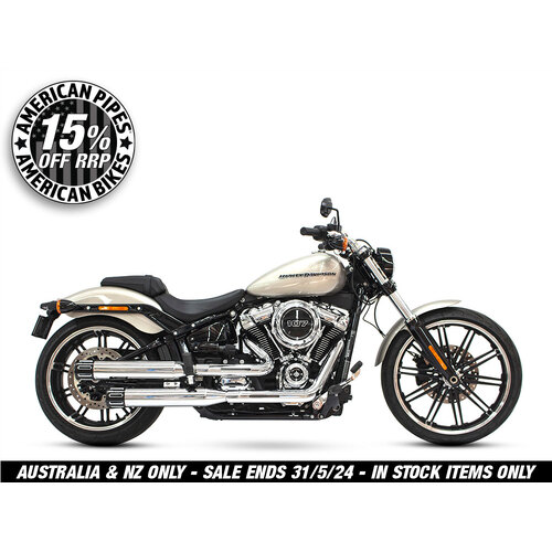 Rinehart Racing RIN-500-1200-SLOT 3-1/2" Slip-On Mufflers Chrome w/Contrast Cut Slotted End Caps for Softail 18-Up/Standard 20-Up (Exc. Fat Bob 18-Up)