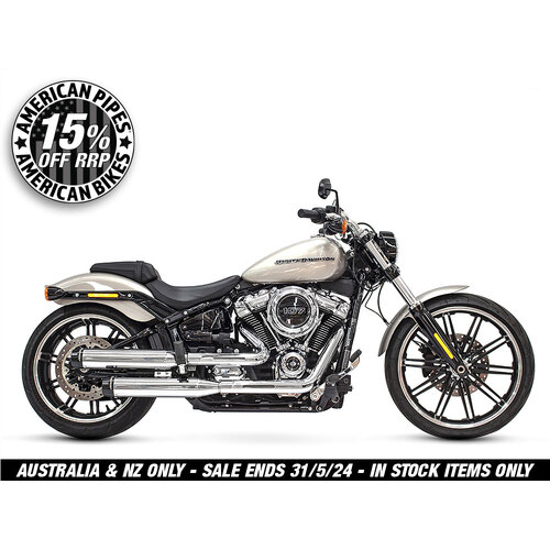 Rinehart Racing RIN-500-1200 3-1/2" Slip-On Mufflers Chrome w/Contrast Cut Black End Caps for Softail 18-Up/Standard 20-Up (Excludes Fat Bob 18-Up)