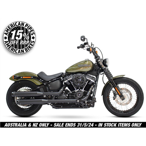 Rinehart Racing RIN-500-1201 3-1/2" Slip-On Mufflers Black w/Contrast Cut End Caps for Softail 18-Up/Standard 20-Up (Excludes Fat Bob 18-Up)