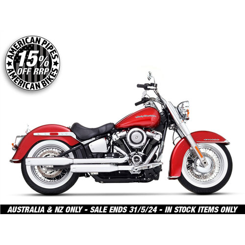 Rinehart Racing RIN-500-1210C 3-1/2" Slip-On Mufflers Chrome w/Chrome End Caps for Softail Deluxe/Heritage Softail Classic 18-Up