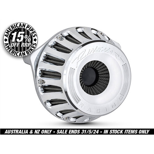 Rinehart Racing RIN-910-0102C Moto Air Cleaner Kit Chrome for Big Twin 93-17 w/CV Carb or Cable Operated Delphi EFI
