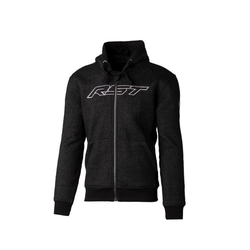 RST Zip Logo Reinforced Black/Grey Textile Hoodie Jacket [Size:SM]