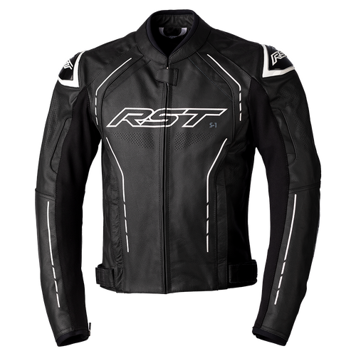 RST S-1 CE Black/White Leather Jacket  [Size:XS]