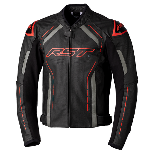 RST S-1 CE Black/Grey/Red Leather Jacket  [Size:XS]