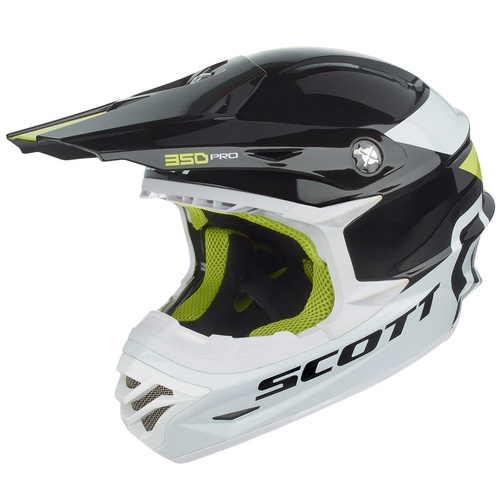 Scott 350 Pro Race Black/Green Helmet [Size:XL]