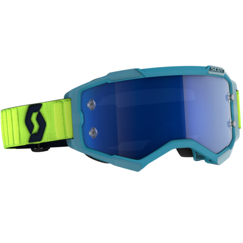 Scott Fury Goggles Teal Blue/Neon Yellow w/Electric Blue Chrome Works Lens