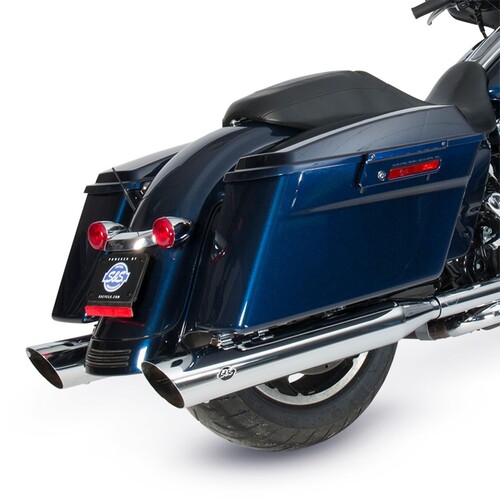 S&S Cycle SS-550-0691 Slash Cut Slip-On 4" Mufflers Chrome for Harley-Davidson Touring 95-16/Tri-Glide 09-19 Models